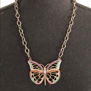 Colorful crystal butterfly necklace